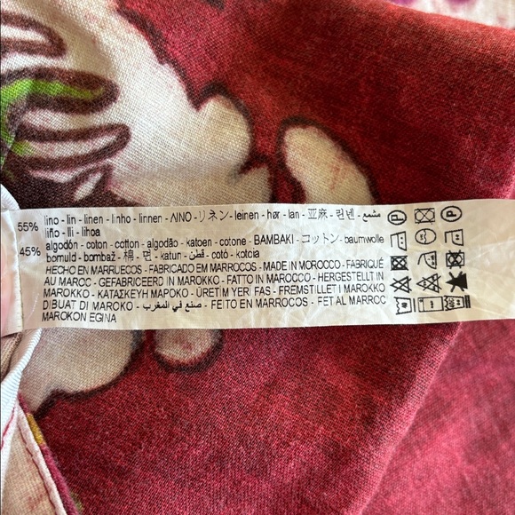 Zara Red Floral Wide-leg pants made from a linen blend. Size 28 - Picture 7 of 7